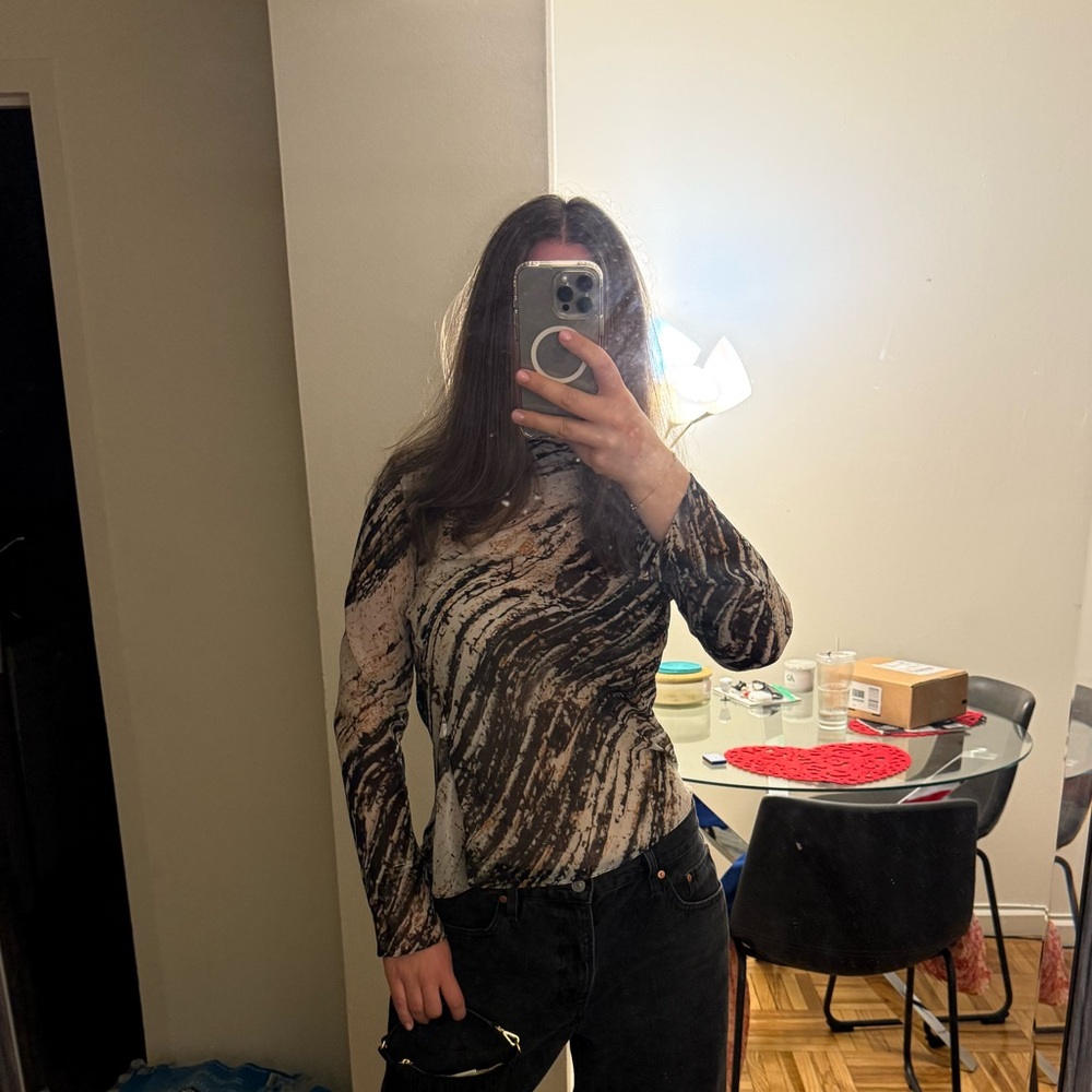 Zara Print Sheer Top